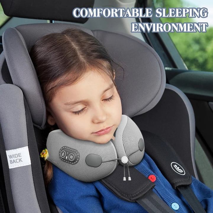 Premium U-Shaped Travel Pillow – Heated Massage Memory Foam Neck Pillow for Airplanes, Ergonomic Design for Pain Relief and Comfortable Sleeping, 3 Adjustable Modes, Portable and Rechargeable