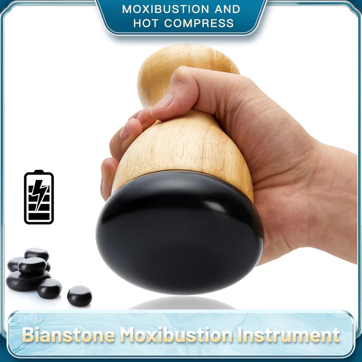 Premium Hot Stone Electric Gua Sha Massager – Back and Waist Massage Tool for Relaxing Muscles, Body Warm Moxibustion Therapy Spa with Bian Stone, Acupuncture, and Collateral Dredging