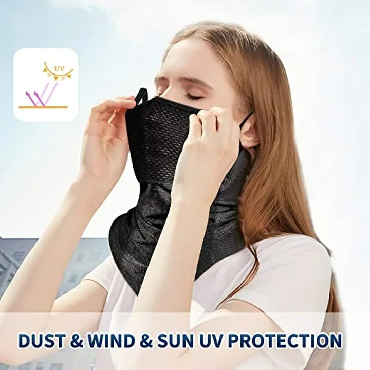Premium Breathable Ear Hanging Mask – Ice Silk Cycling Face Cover, Triangle Headscarf, Nylon Cool Material for Outdoor Sports and Riding Protection