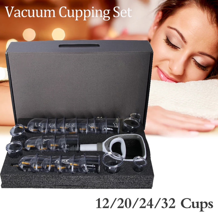 Premium Cupping Therapy Set – Professional Vacuum Suction Cups for Chinese Medicine Physiotherapy, Massage, and Muscle Relaxation, Durable Plastic Jars for Home and Professional Use