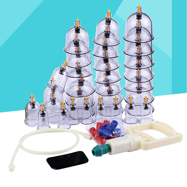 Premium Cupping Therapy Set – Vacuum Suction Cups for Massage, Anti-Cellulite, and Physiotherapy, Relieves Back, Neck, and Leg Pain, Improves Blood Flow, and Encourages Relaxation, Easy-to-Use with Pistol Grip Pump