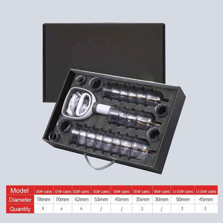 Premium Cupping Therapy Set – Professional Vacuum Suction Cups for Chinese Medicine Physiotherapy, Massage, and Muscle Relaxation, Durable Plastic Jars for Home and Professional Use