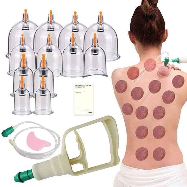 Premium Vacuum Cupping Therapy Set – 6, 12, or 24 Plastic Suction Cups for Massage, Relaxing Muscles, Pain Relief, and Well-Being, Safe Alternative to Traditional Cupping, Durable Quality
