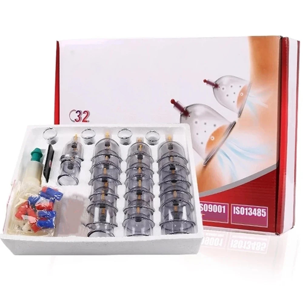 Premium Cupping Therapy Set – Professional Vacuum Suction Cups for Chinese Medicine Physiotherapy, Massage, and Muscle Relaxation, Durable Plastic Jars for Home and Professional Use