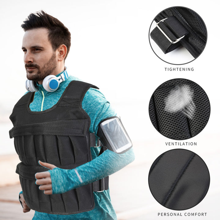 Premium Adjustable Weight Vest for Running, Jogging & Workout – 3kg, 15kg, 35kg Options, Fitness Exercise Jacket with Secure 