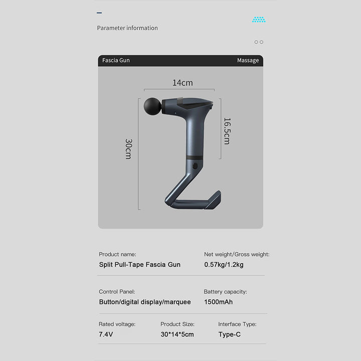 High-Quality Long-Handle Deep Tissue Massage Gun with 12-Speed Digital Display, Multifunctional Percussion Body Massager for Muscle Relaxation - StrengthXPhysiotherapy