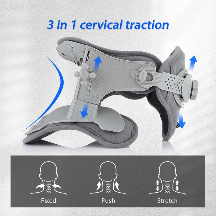 Premium Heating Neck Traction Collar with Adjustable Cervical Support, Hot Compression for Spine Alignment & Pain Relief, USB-Powered Cervical Massager - StrengthXPhysiotherapy