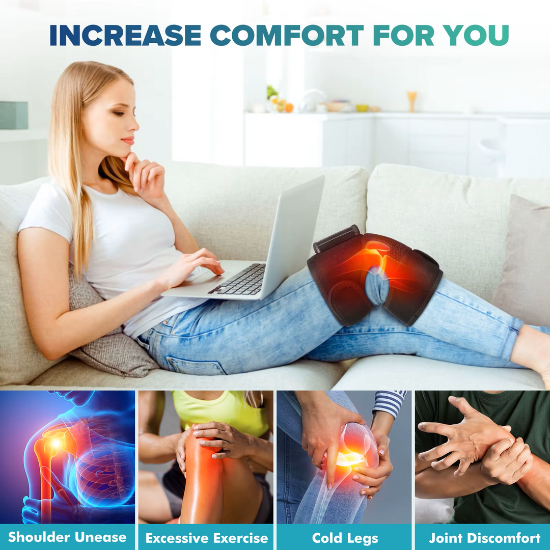 Premium Electrically Heated Shoulder Pads - USB Charging, 3 Heating Levels, 5000mAh Battery, Vibration Massage Device for Pain Relief and Muscle Relaxation - StrengthXPhysiotherapy