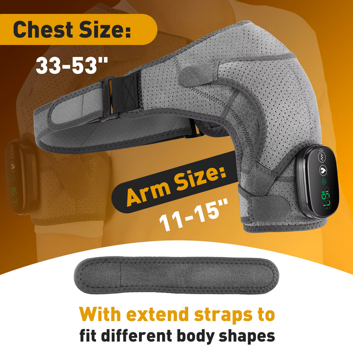 Premium Electrically Heated Shoulder Pads - USB Charging, 3 Heating Levels, 5000mAh Battery, Vibration Massage Device for Pain Relief and Muscle Relaxation - StrengthXPhysiotherapy