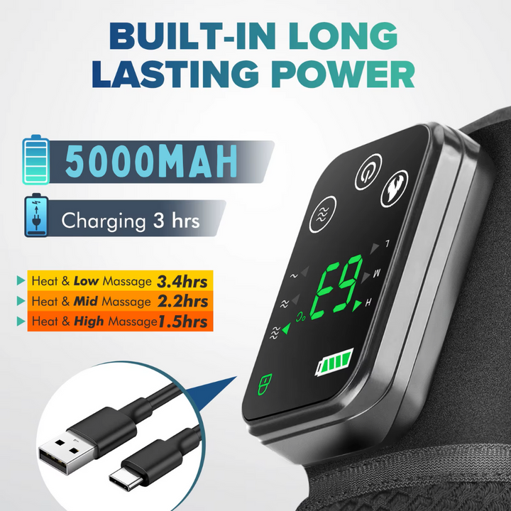 Premium Electrically Heated Shoulder Pads - USB Charging, 3 Heating Levels, 5000mAh Battery, Vibration Massage Device for Pain Relief and Muscle Relaxation - StrengthXPhysiotherapy