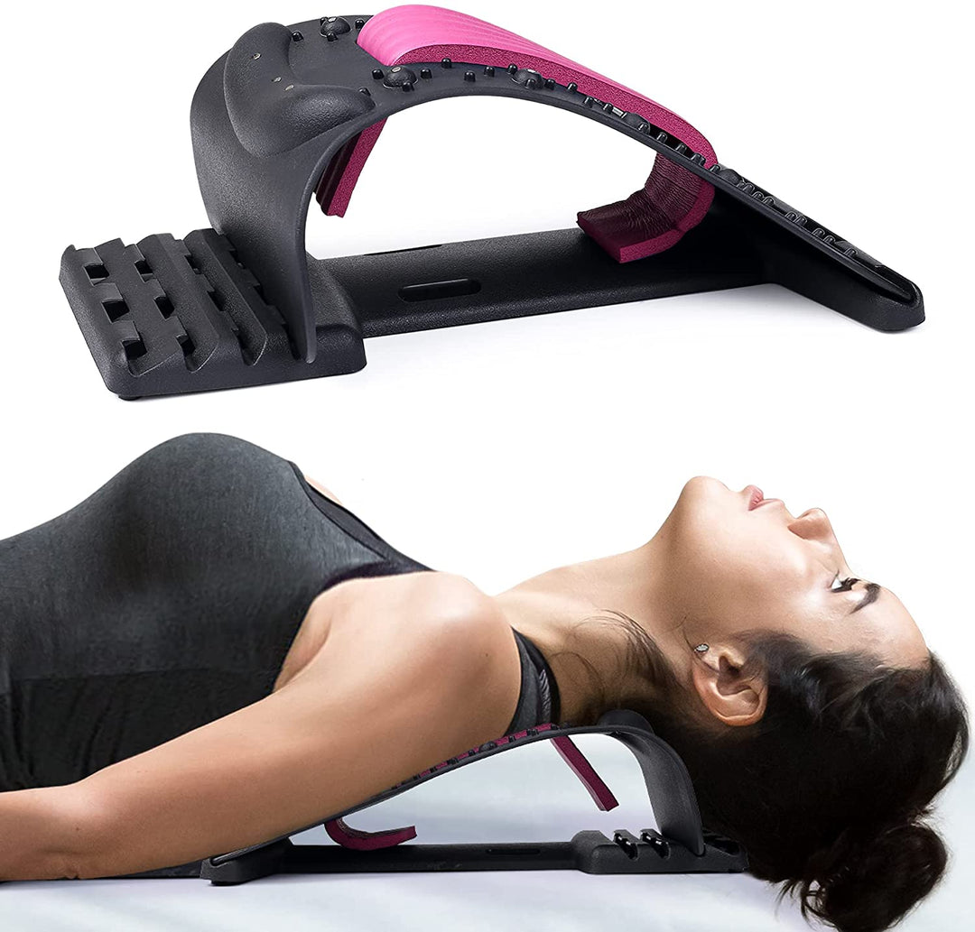 High-Quality 4-Level Neck & Back Stretcher with Magnetotherapy - Adjustable Cervical Spine Support for Pain Relief, Lumbar and Upper Back Massage Tool for Home & Office - StrengthXPhysiotherapy